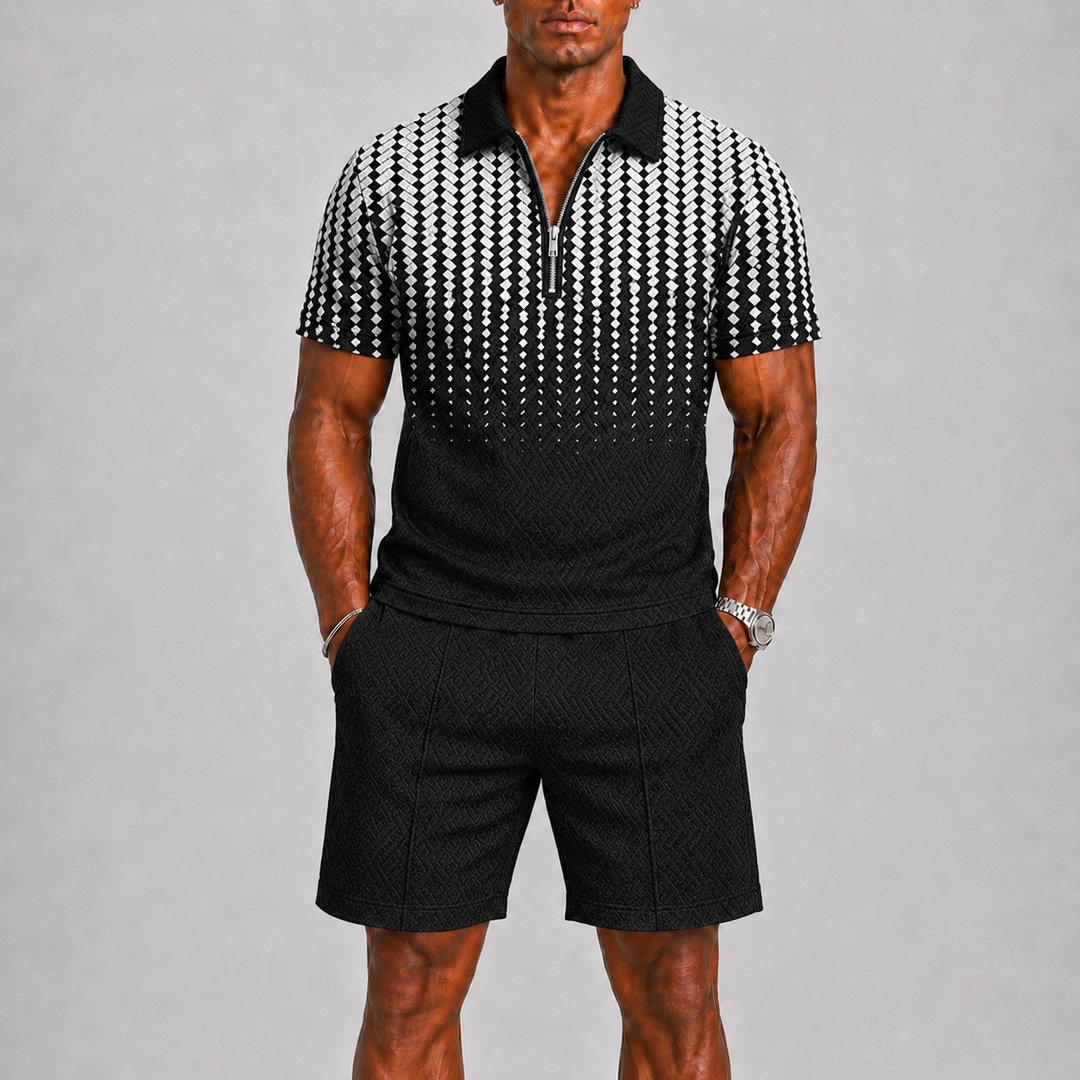 Men's Summer Set with Zip Polo and Shorts