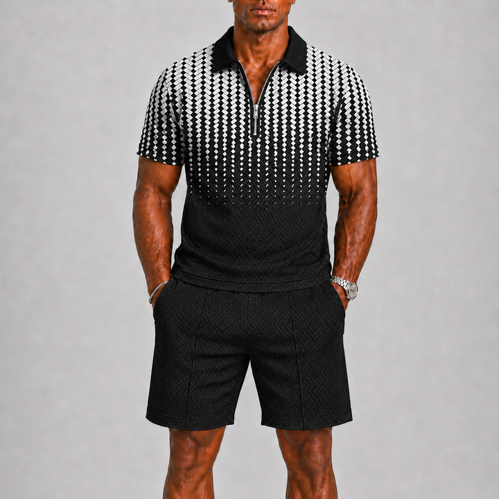 Men's Summer Set with Zip Polo and Shorts