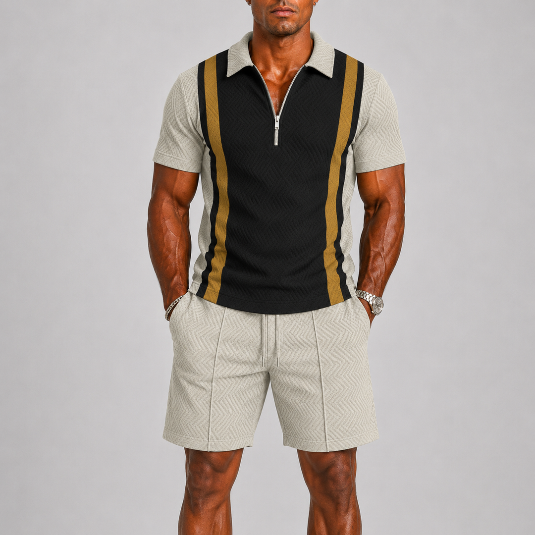Men's Summer Set with Zip Polo and Shorts