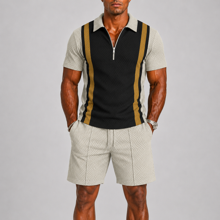 Men's Summer Set with Zip Polo and Shorts