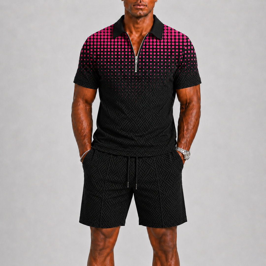 Men's Summer Set with Zip Polo and Shorts