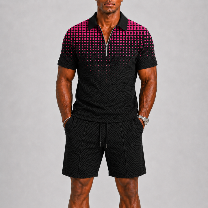 Men's Summer Set with Zip Polo and Shorts