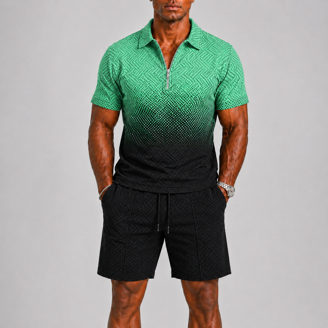 Men's Summer Set with Zip Polo and Shorts