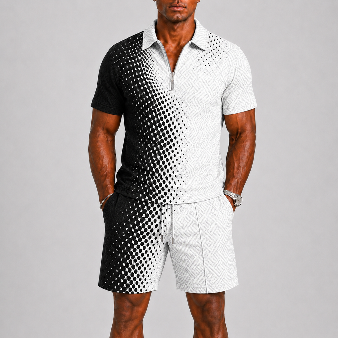 Men's Summer Set with Zip Polo and Shorts