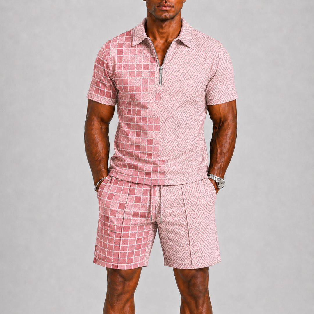 Men's Summer Set with Zip Polo and Shorts