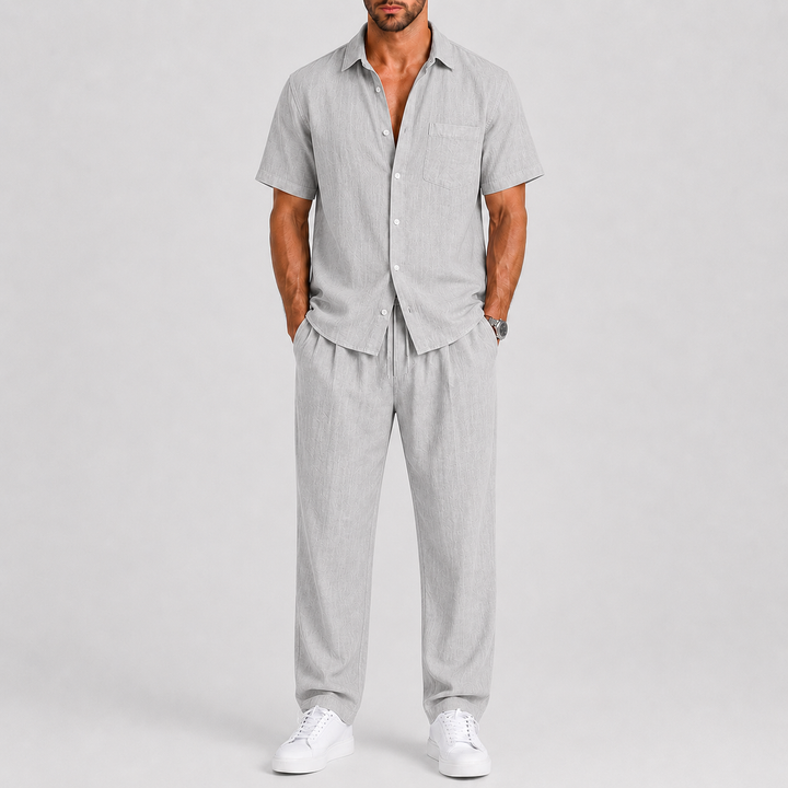 Men's Summer Set with Shirt and Wide-Leg Trousers