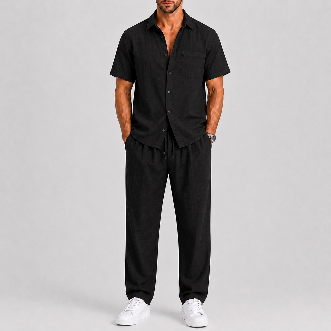 Men's Summer Set with Shirt and Wide-Leg Trousers