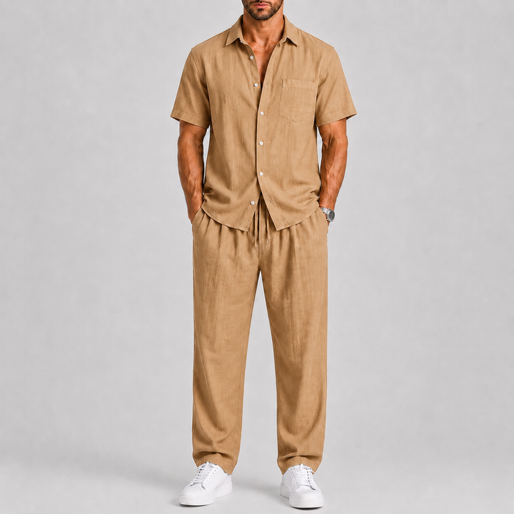 Men's Summer Set with Shirt and Wide-Leg Trousers