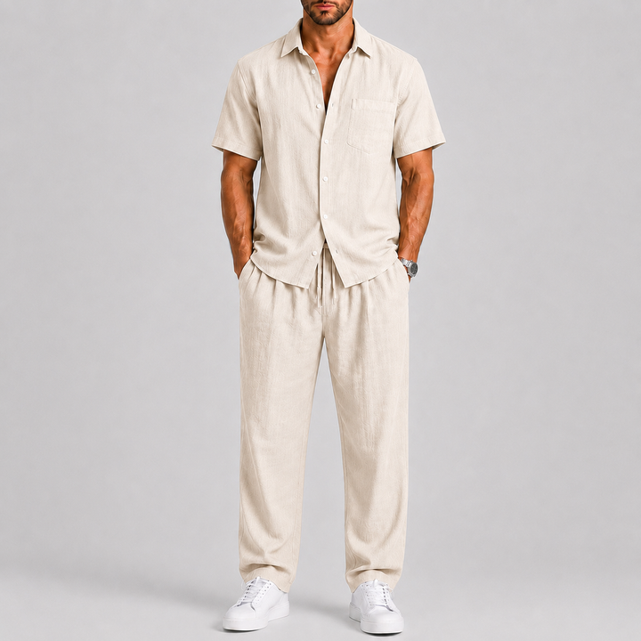Men's Summer Set with Shirt and Wide-Leg Trousers