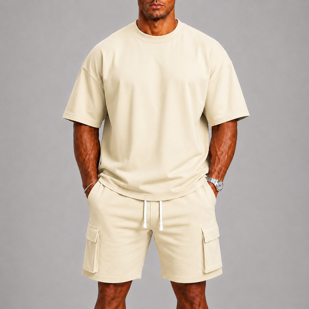 Men's Sporty Summer Set with Oversized Tee and Cargo Shorts