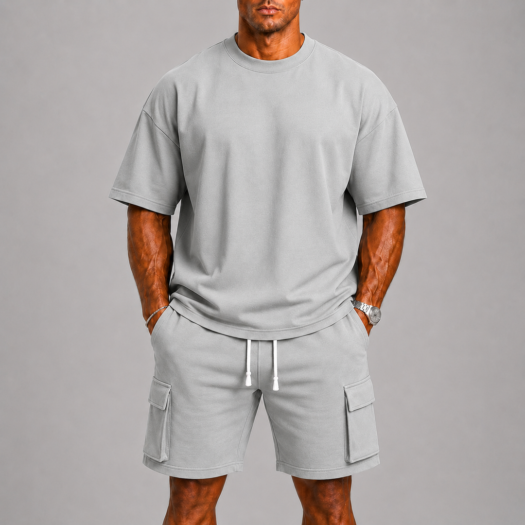 Men's Sporty Summer Set with Oversized Tee and Cargo Shorts