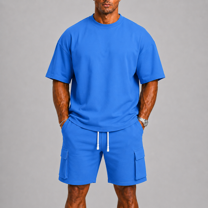 Men's Sporty Summer Set with Oversized Tee and Cargo Shorts