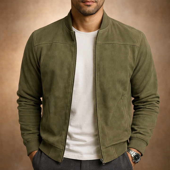Men's Oversized Bomber Jacket for Layering in Green