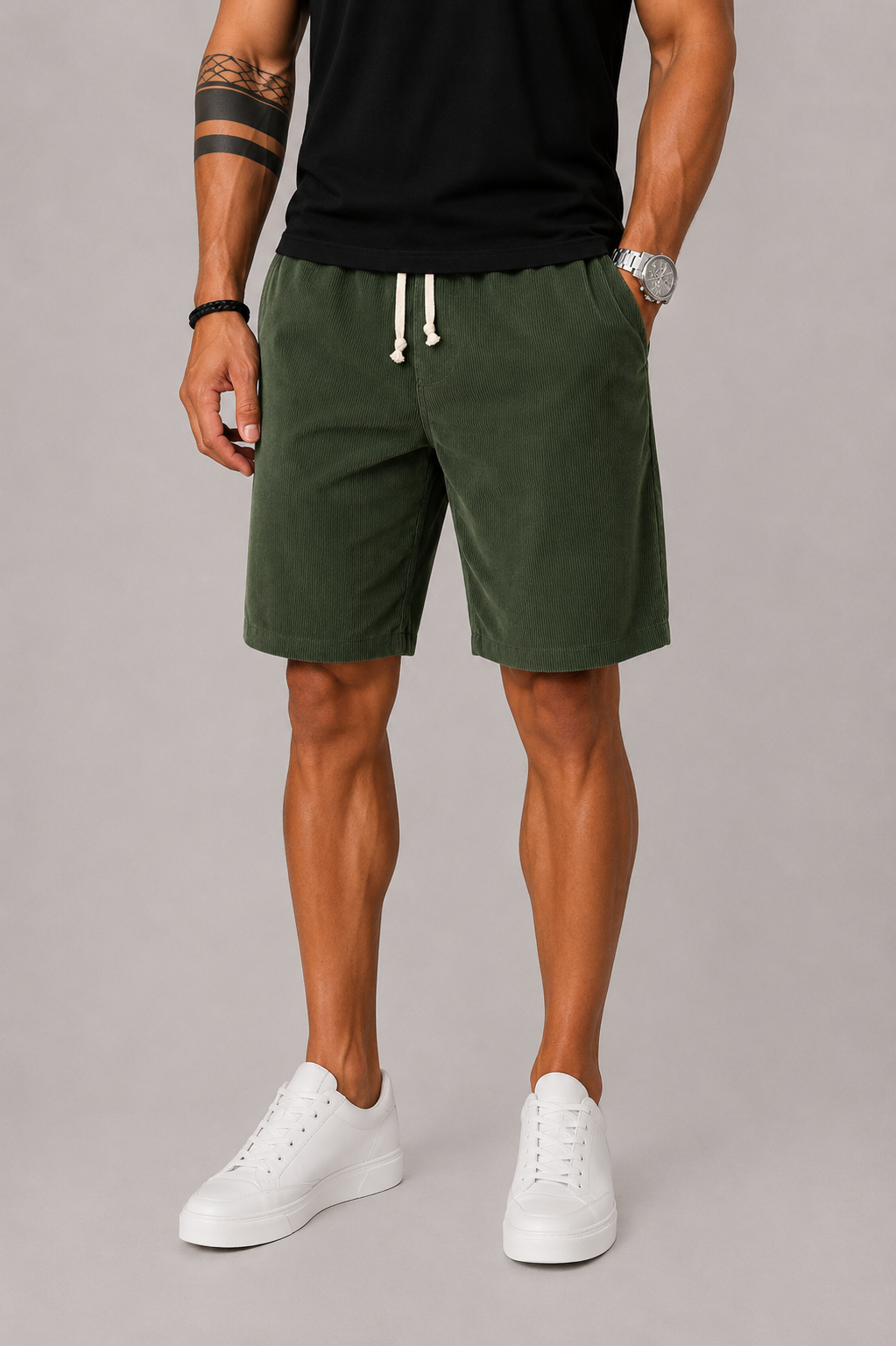 Men's Striped Shorts with Drawstring Waist