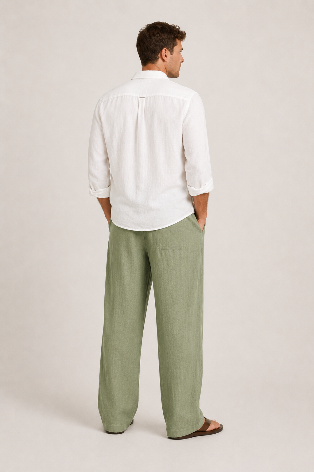 Men's Linen Trousers with Drawstring Waist