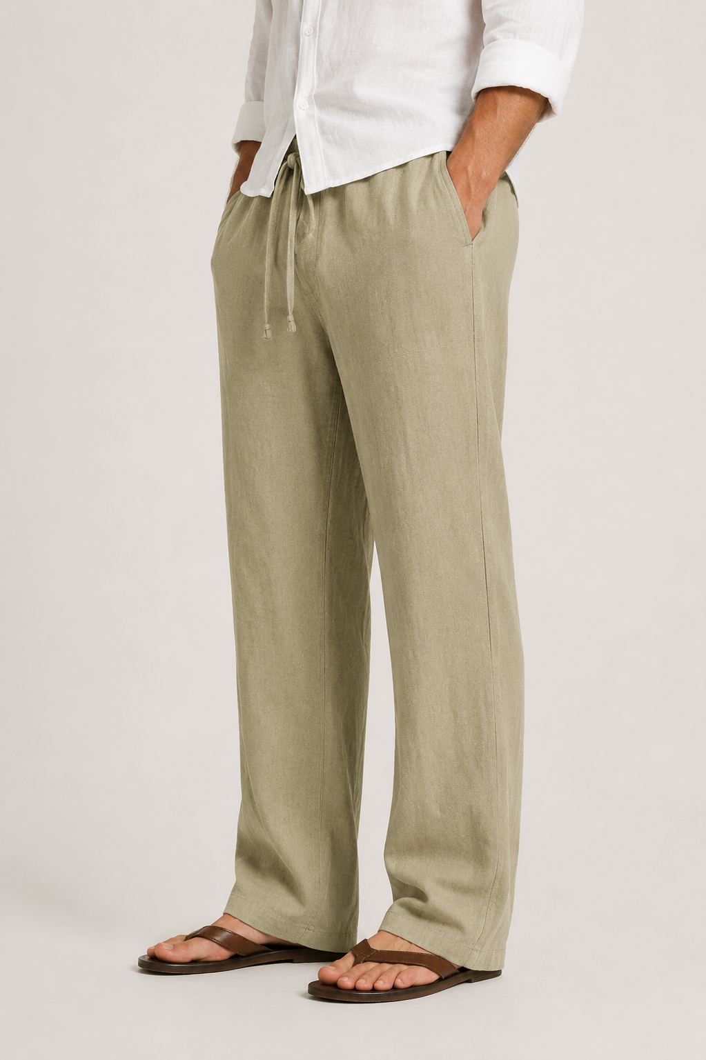 Men's Linen Trousers with Drawstring Waist