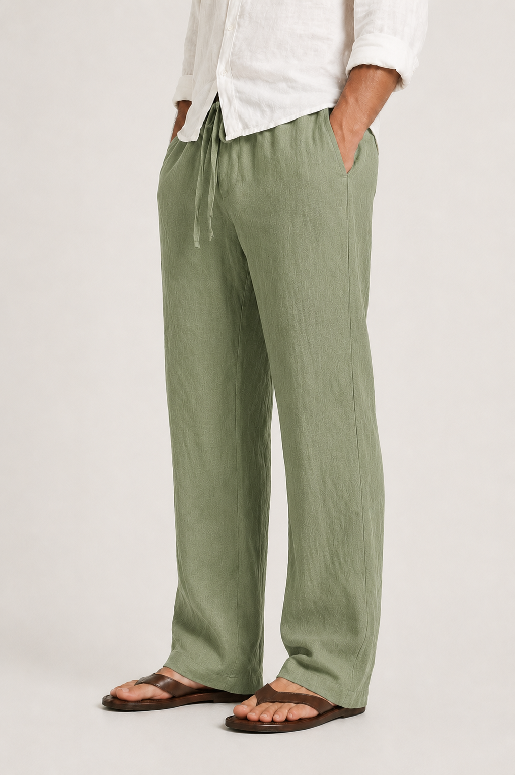 Men's Linen Trousers with Drawstring Waist