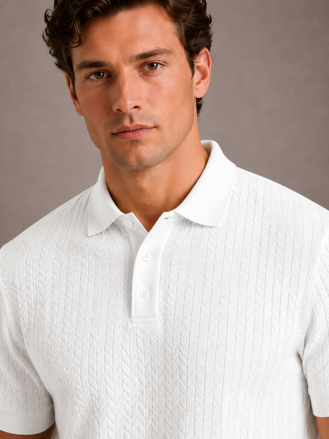 Men's Textured Polo Shirt with Regular Fit