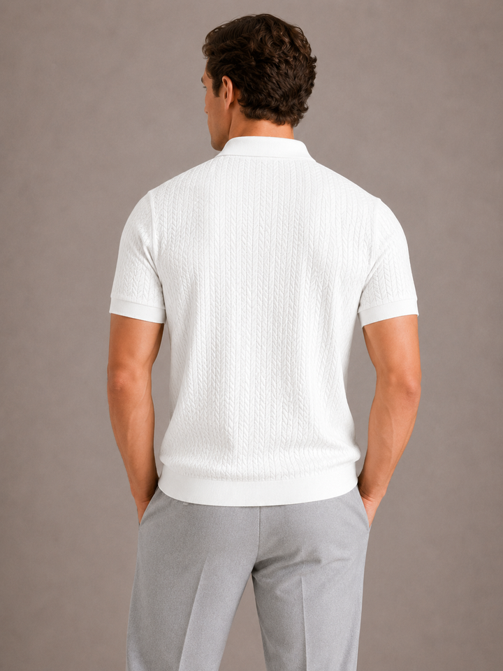 Men's Textured Polo Shirt with Regular Fit