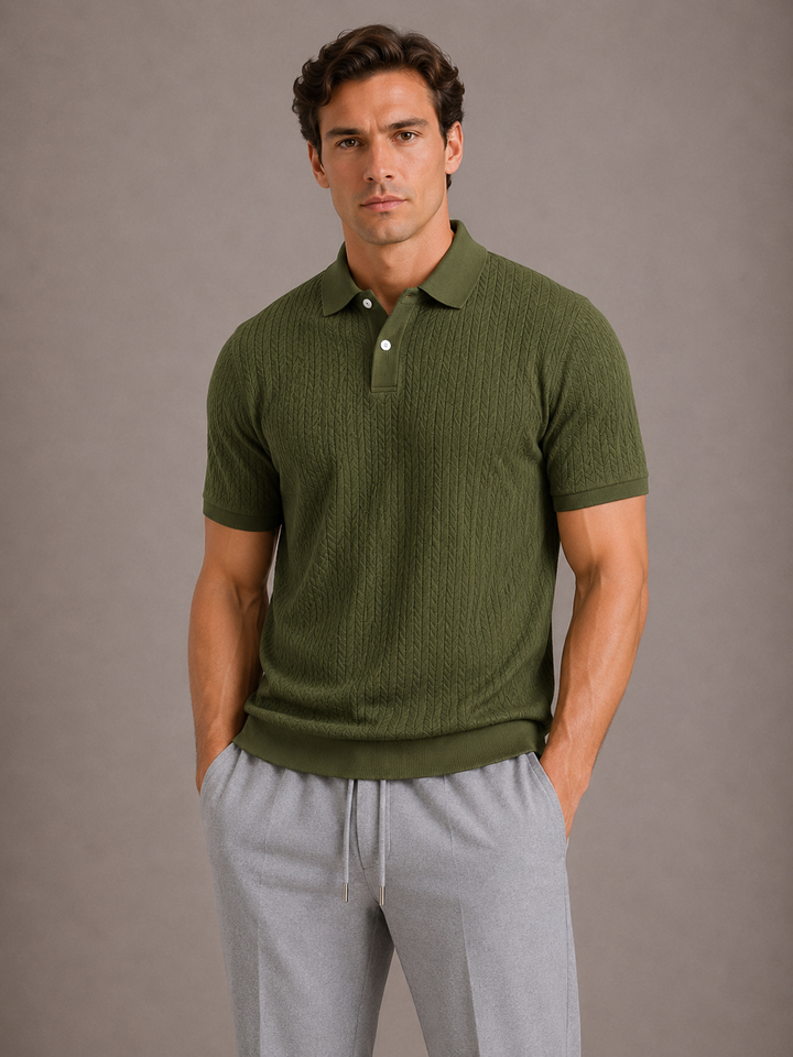 Men's Textured Polo Shirt with Regular Fit