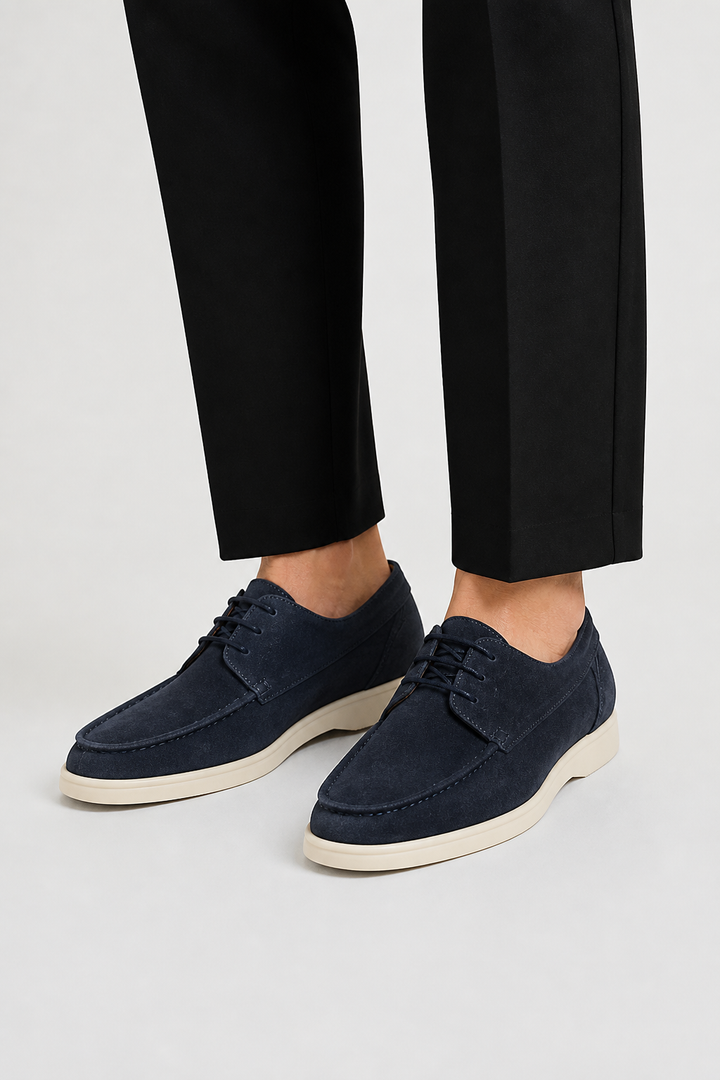 Men's Lace-Up Leather Loafers with Classic Fit