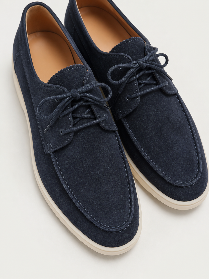 Men's Lace-Up Leather Loafers with Classic Fit