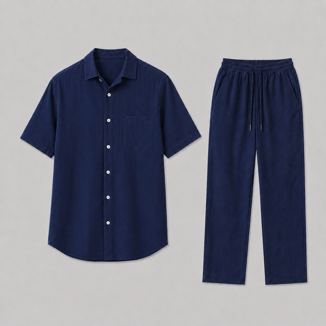 Men's Summer Set with Shirt and Wide-Leg Trousers