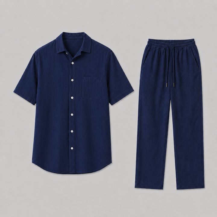 Men's Summer Set with Shirt and Wide-Leg Trousers