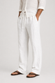 Men's Linen-Look Trousers with Drawstring and Comfort Fit