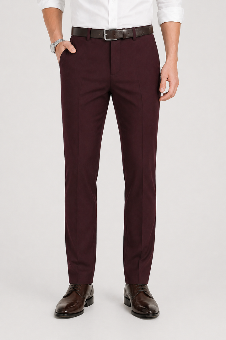 Men's Stretch Trousers with Elasticated Waist and Classic Cut