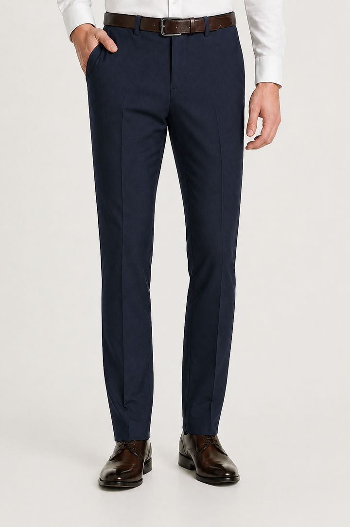 Men's Stretch Trousers with Elasticated Waist and Classic Cut