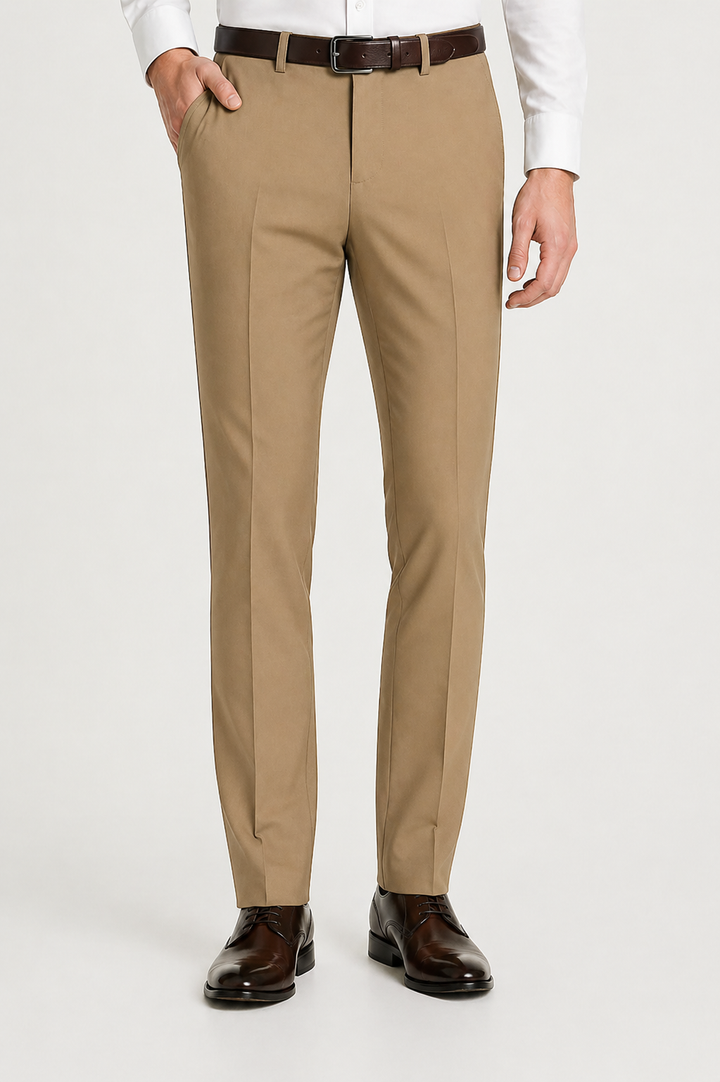 Men's Stretch Trousers with Elasticated Waist and Classic Cut