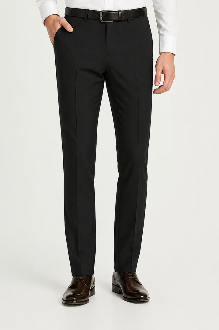 Men's Stretch Trousers with Elasticated Waist and Classic Cut