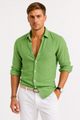 Men's Linen Shirt with Classic Collar and Slim Fit