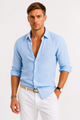 Men's Linen Shirt with Classic Collar and Slim Fit