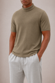 Men's Short-Sleeve Roll Neck T-Shirt with Slim Fit