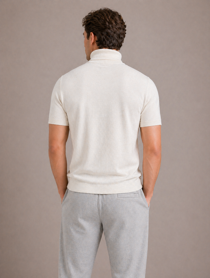 Men's Short-Sleeve Roll Neck T-Shirt with Slim Fit