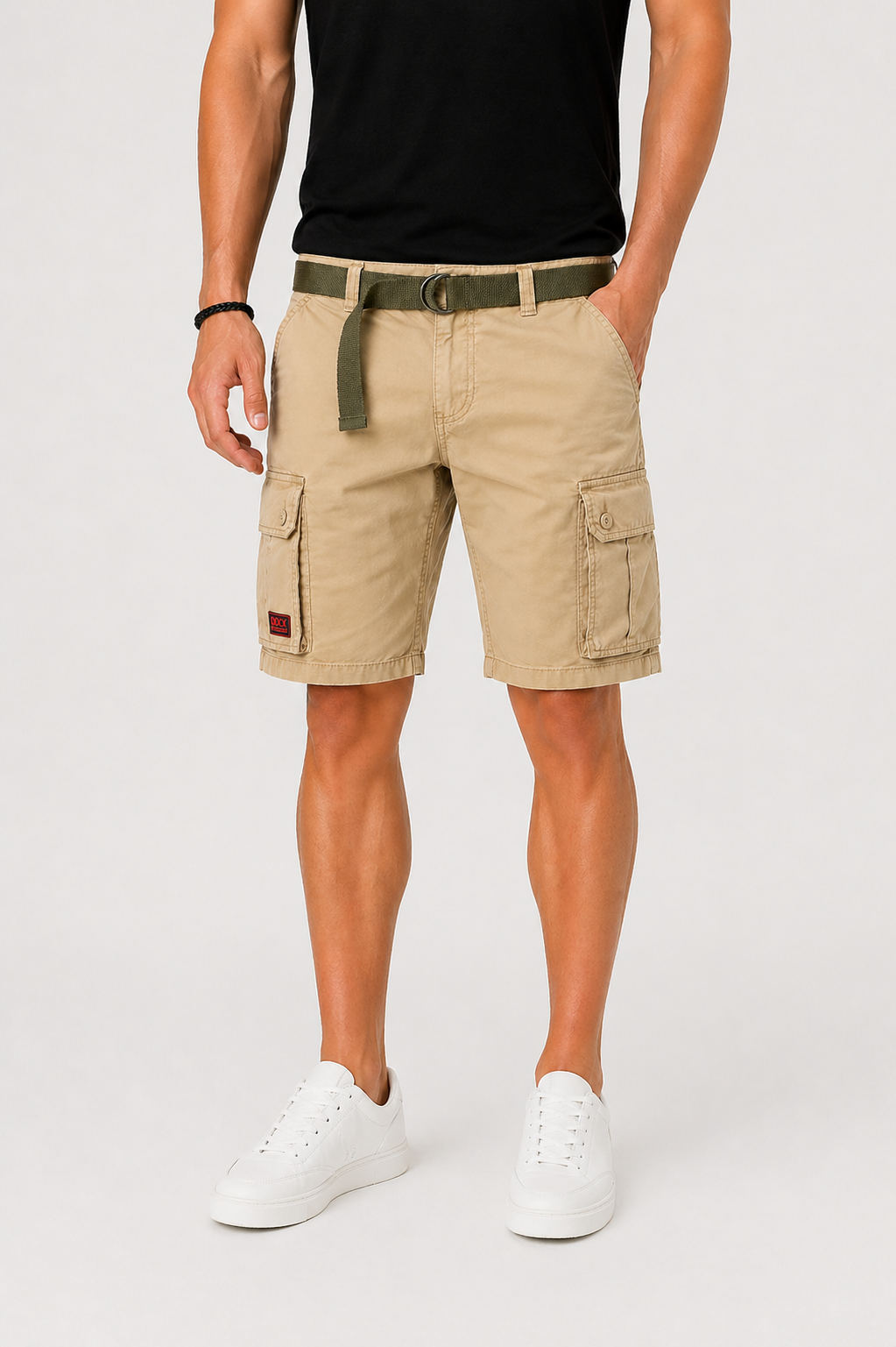 Men's Cargo Shorts with Multiple Pockets and Regular Fit