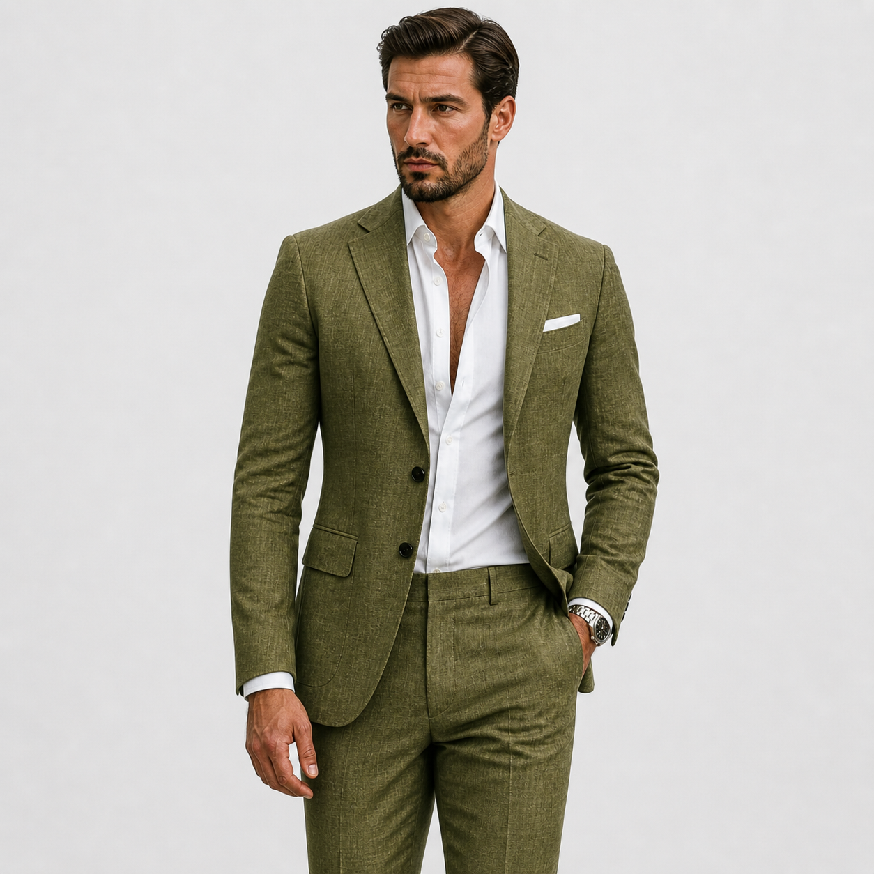 Men's Slim-Fit Linen Suit for Summer