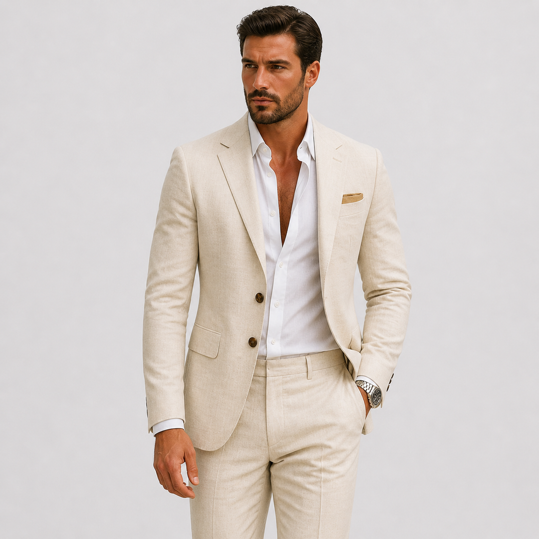 Men's Slim-Fit Linen Suit for Summer