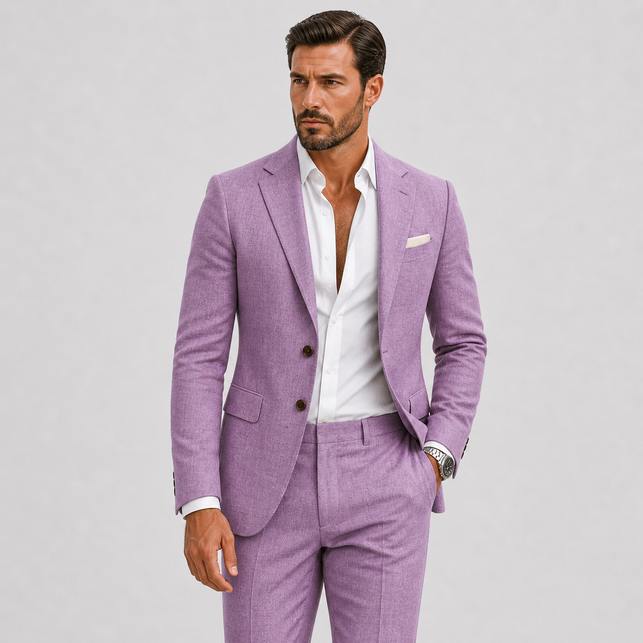 Men's Slim-Fit Linen Suit for Summer
