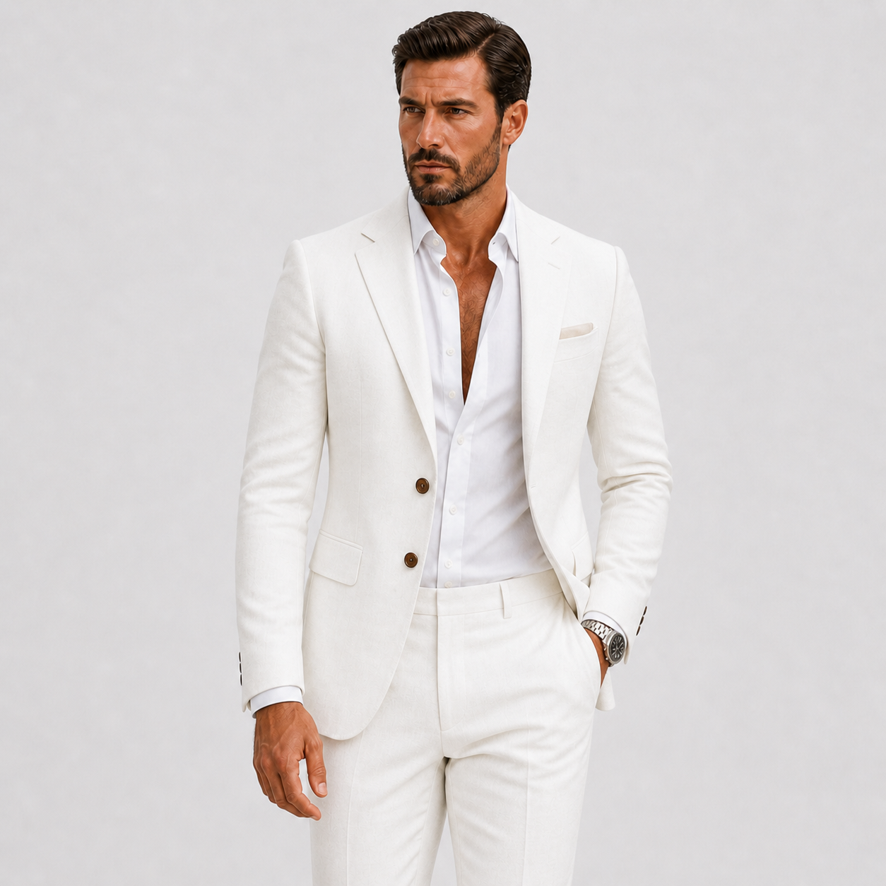 Men's Slim-Fit Linen Suit for Summer