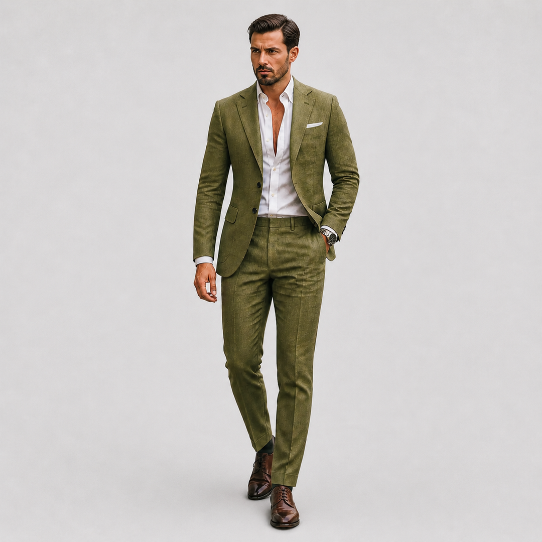 Men's Slim-Fit Linen Suit for Summer
