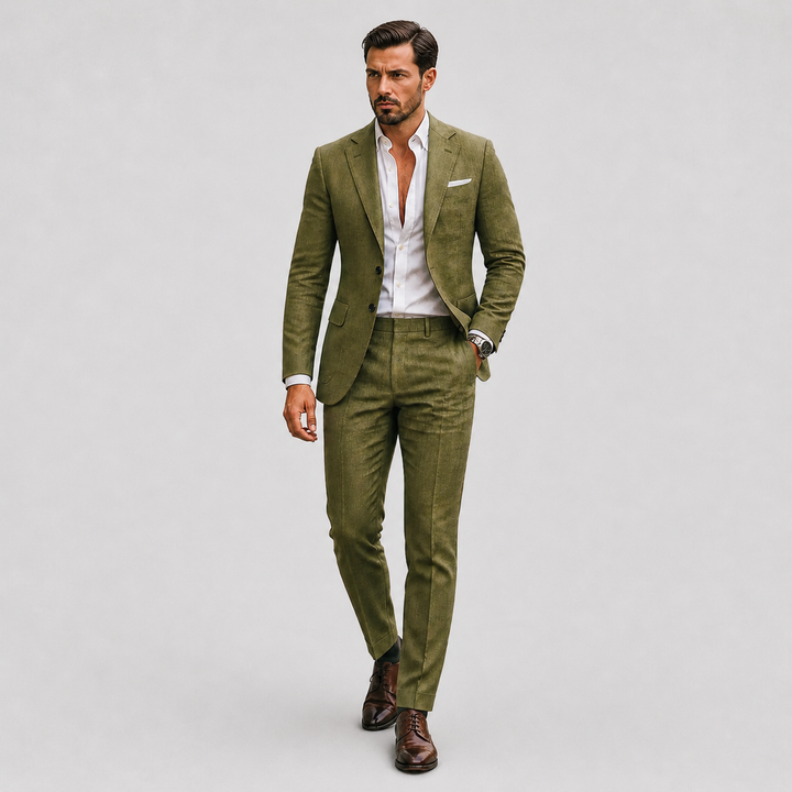 Men's Slim-Fit Linen Suit for Summer