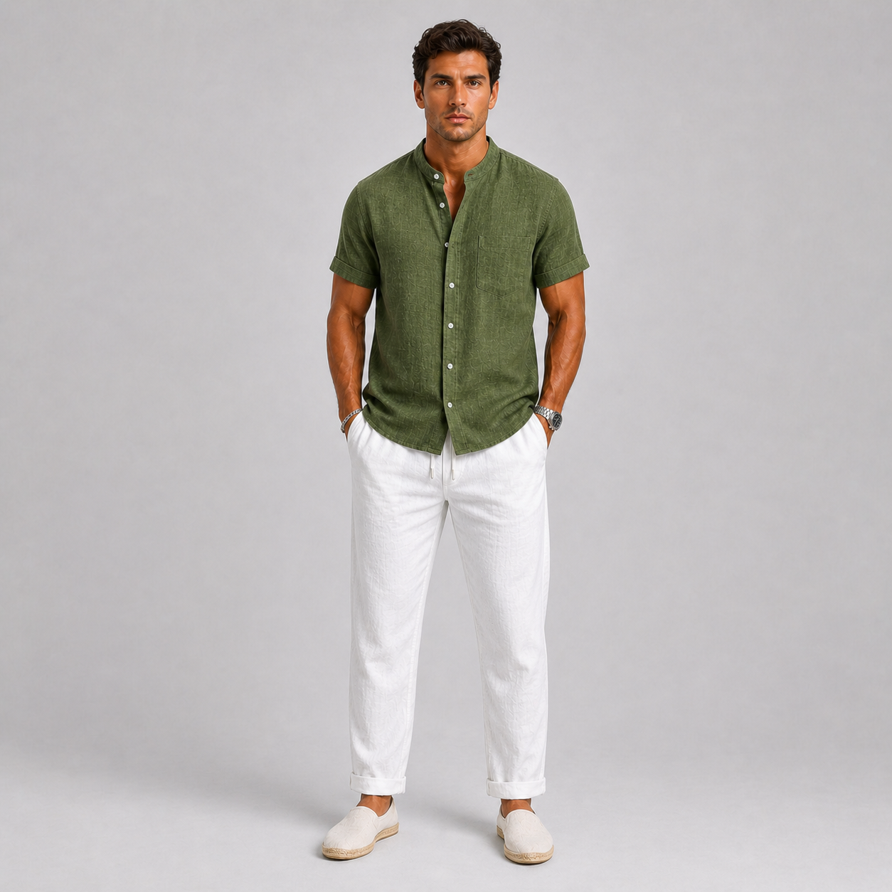 Men's Linen Shirt and Trouser Set