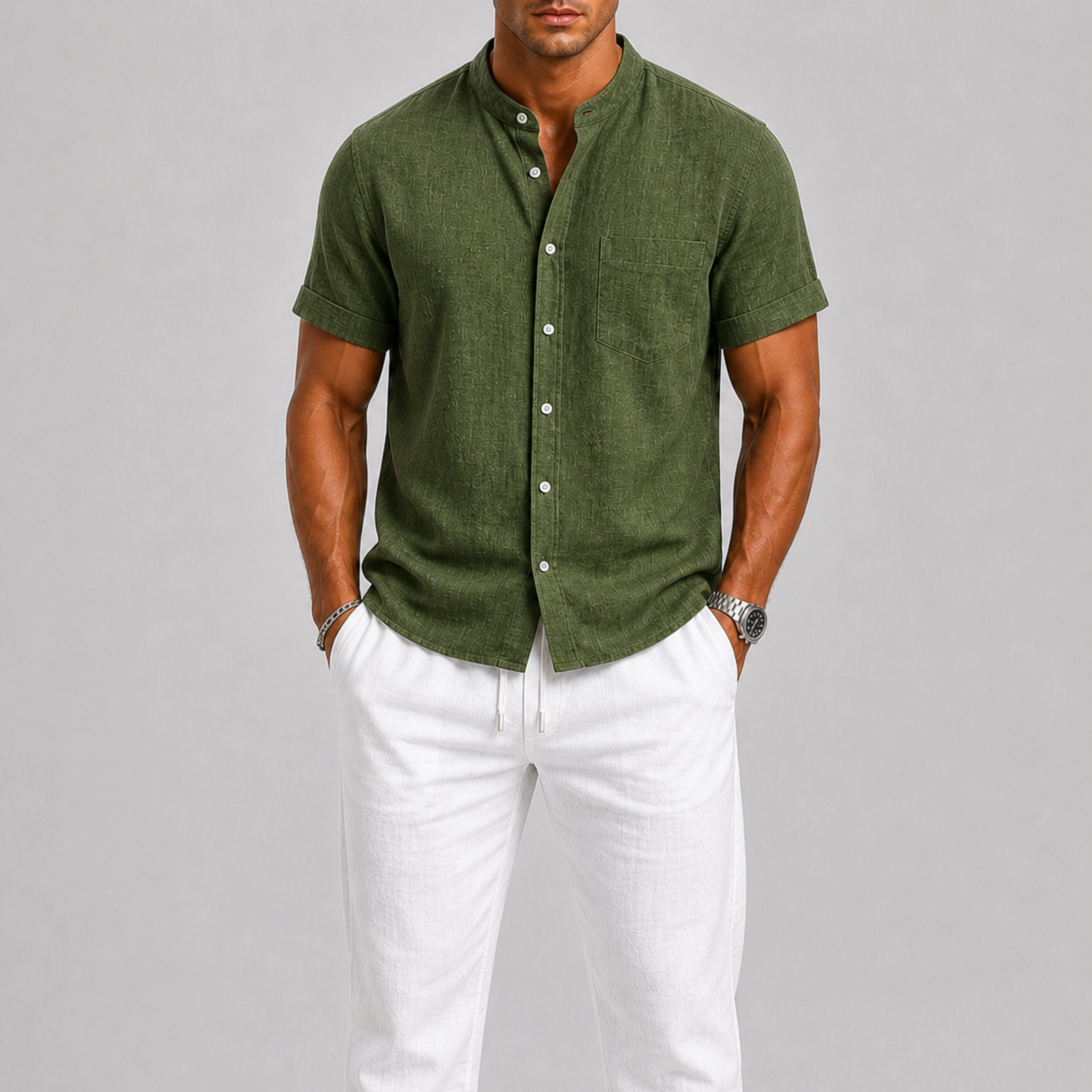 Men's Linen Shirt and Trouser Set