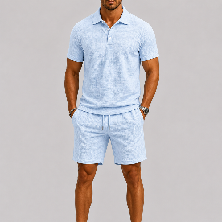 Men's Jacquard Shirt and Shorts Summer Set