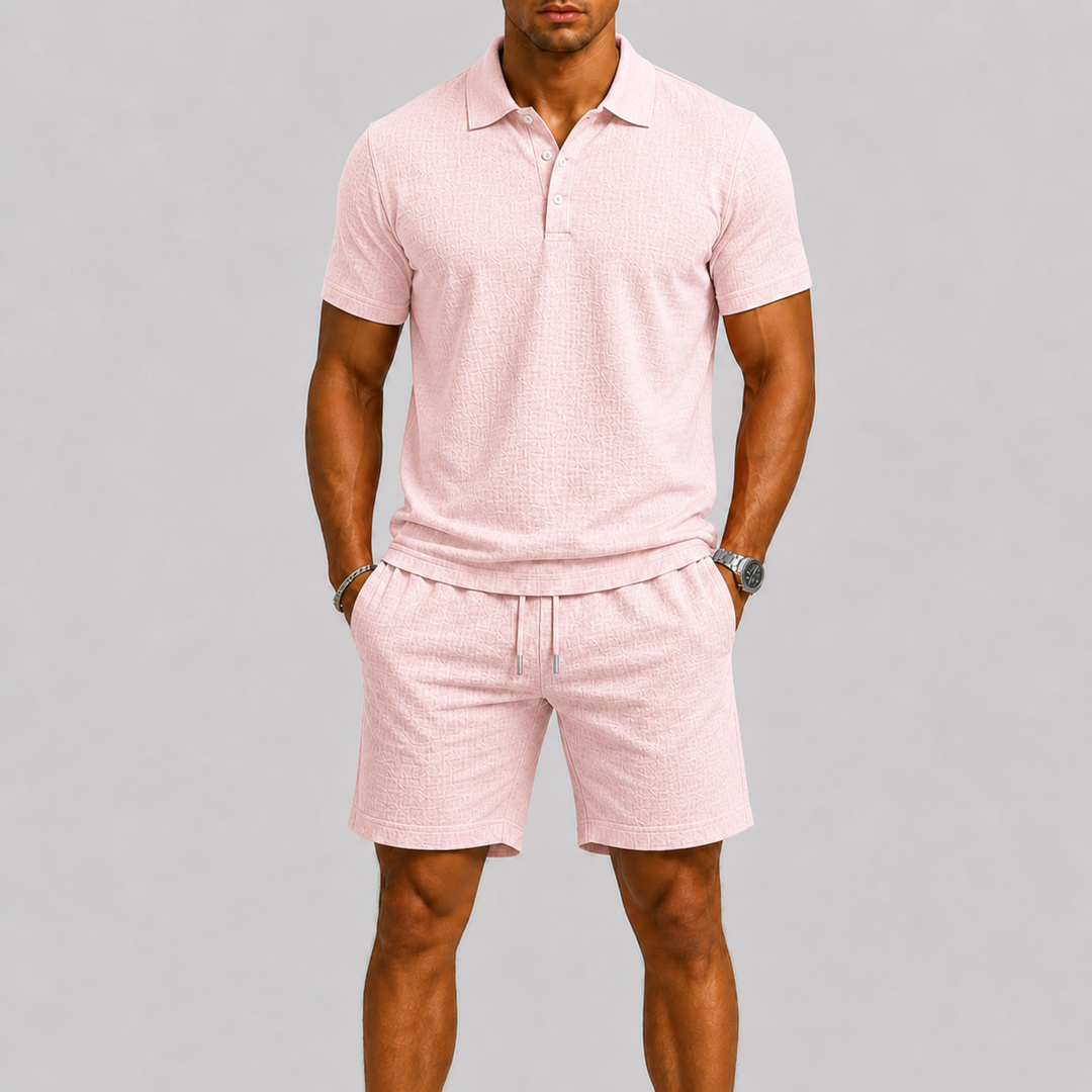 Men's Jacquard Shirt and Shorts Summer Set