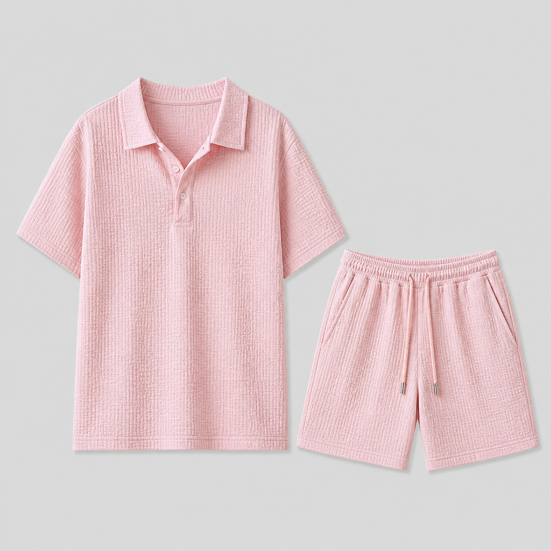 Men's Jacquard Shirt and Shorts Summer Set
