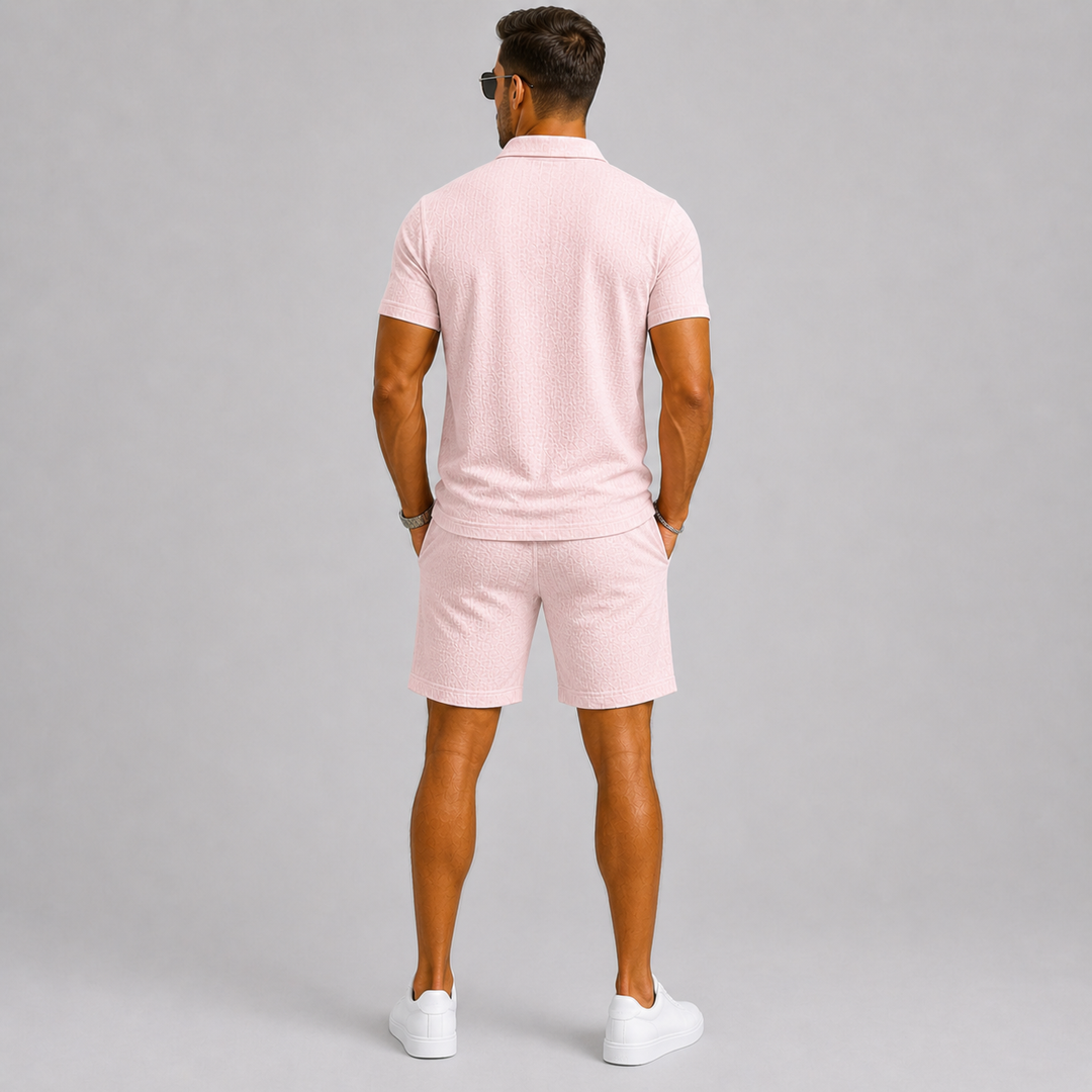 Men's Jacquard Shirt and Shorts Summer Set